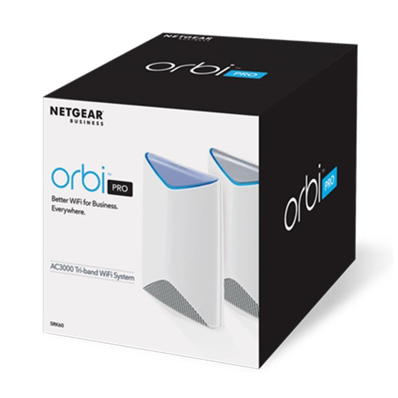 NETGEAR Orbi Pro Tri-Band Mesh WiFi System SRK60 - Router & Extender Replacement covers up to 5,000 sq. ft, 2 Pack, 3Gbps Speed Router & 1 Satellite