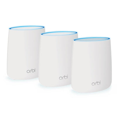 NETGEAR Orbi RBK23 Tri-band Whole Home Mesh WiFi System with 2.2Gbps speed Router & Extender replacement covers up to 6,000 sq. ft., 3-pack includes 1 router & 2 satellites